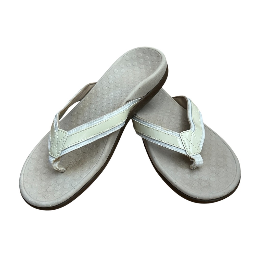Vionic Tide II Womens 8 Cream Orthotic Flip Flop Sandals TVW1002 Arch Support